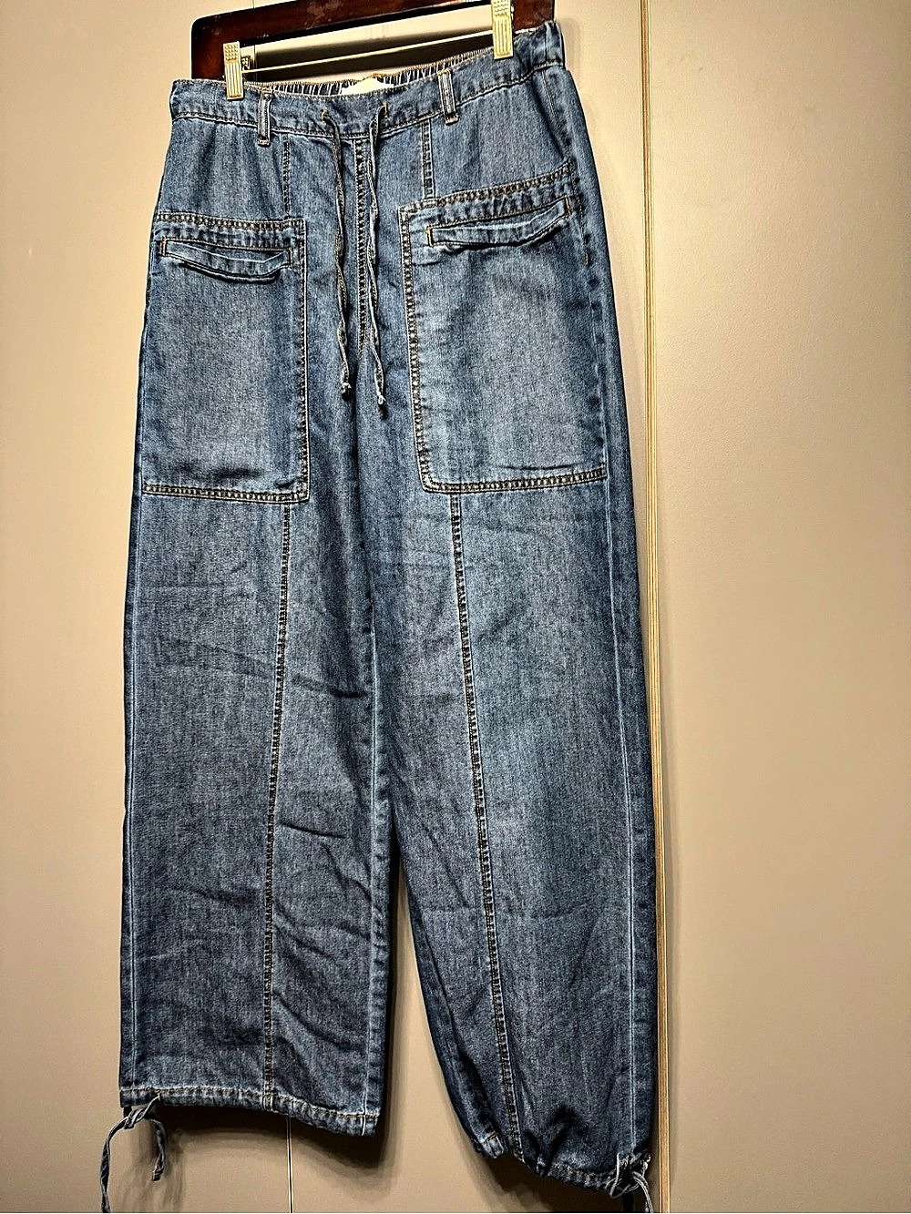 Habitual Wide Leg Utility Pants in Blue Size Medium